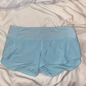 Light blue. Lululemon speed up shorts.